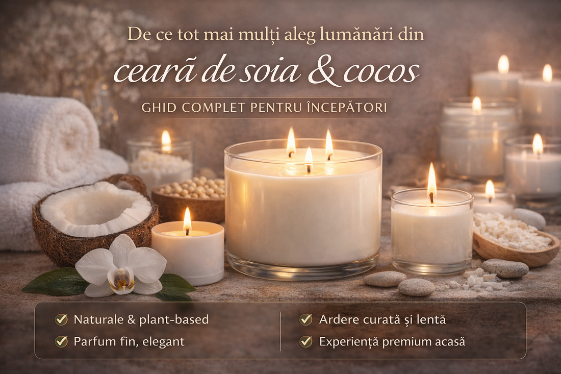 De ce tot mai mulți aleg lumânări din ceară de soia și cocos – ghid complet pentru începători